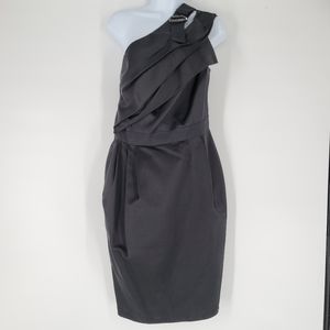J. Mendel Black Silk One Shoulder Embellished Dress
